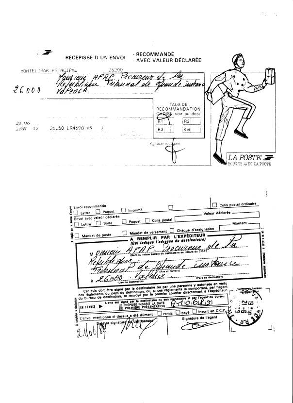 AR. n LR4159 de la lettre au Procureur Georges Apap