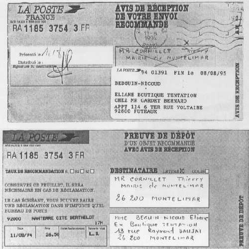 08 aot 1994 - AR - Lettre a Thierry Cornillet maire de Montlimar